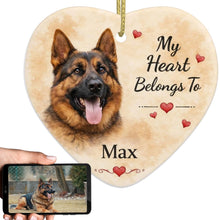 Load image into Gallery viewer, German Shepherd Dog Ornament - My Heart Belongs To Design - Personalized with Name-Christmas Ornament-Christmas,German Shepherd,Personalize Artwork-1
