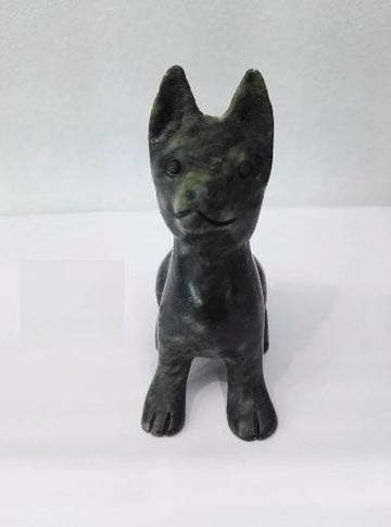 German Shepherd Love Natural Jade Figurine 360x