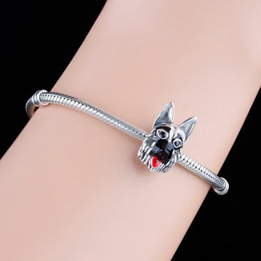 German Shepherd Love Silver Charm Bead