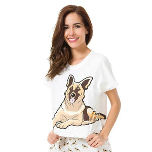 German Shepherd Mom Summer Cotton Crop Top-Pajamas-Apparel, Dog Mom Gifts, German Shepherd, Pajamas-6