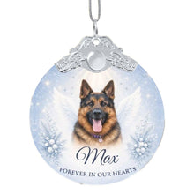 Load image into Gallery viewer, German Shepherd Ornament - Angel Dog Memorial Design - Personalized with Photo and Name-Christmas Ornament-Christmas,Christmas Ornament,German Shepherd,Personalize Artwork-3