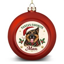 Load image into Gallery viewer, German Shepherd Ornament - Classic Red Round Shape - Santa's Favourite Design - Personalized with Name-Christmas Ornament-Christmas,German Shepherd,Personalize Artwork-4