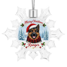 Load image into Gallery viewer, German Shepherd Ornament - Personalized Snowflake Shaped Christmas Snow Globe Design - with Name-Christmas Ornament-Christmas,German Shepherd,Personalize Artwork-4