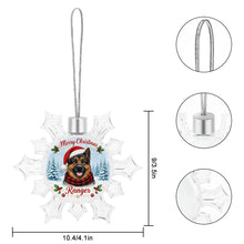 Load image into Gallery viewer, German Shepherd Ornament - Personalized Snowflake Shaped Christmas Snow Globe Design - with Name-Christmas Ornament-Christmas,German Shepherd,Personalize Artwork-5