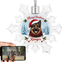 Load image into Gallery viewer, German Shepherd Ornament - Personalized Snowflake Shaped Christmas Snow Globe Design - with Name-Christmas Ornament-Christmas,German Shepherd,Personalize Artwork-1