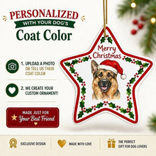 Load image into Gallery viewer, German Shepherd Ornament - Personalized Star Shaped Christmas Folk-Art Design-Christmas Ornament-Christmas,German Shepherd,Personalize Artwork-2