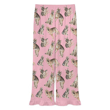 Load image into Gallery viewer, German Shepherd Pajama Pants for Women - Ruffle Hem Design - Watercolor Celebration German Shepherds-Pajamas-Apparel,Dog Mom Gifts,German Shepherd,Pajamas-10
