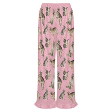 Load image into Gallery viewer, German Shepherd Pajama Pants for Women - Ruffle Hem Design - Watercolor Celebration German Shepherds-Pajamas-Apparel,Dog Mom Gifts,German Shepherd,Pajamas-11