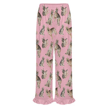 Load image into Gallery viewer, German Shepherd Pajama Pants for Women - Ruffle Hem Design - Watercolor Celebration German Shepherds-Pajamas-Apparel,Dog Mom Gifts,German Shepherd,Pajamas-13