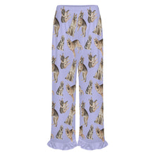 Load image into Gallery viewer, German Shepherd Pajama Pants for Women - Ruffle Hem Design - Watercolor Celebration German Shepherds-Pajamas-Apparel,Dog Mom Gifts,German Shepherd,Pajamas-18