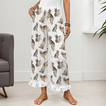 Load image into Gallery viewer, German Shepherd Pajama Pants for Women - Ruffle Hem Design - Watercolor Celebration German Shepherds-Pajamas-Apparel,Dog Mom Gifts,German Shepherd,Pajamas-21