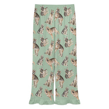 Load image into Gallery viewer, German Shepherd Pajama Pants for Women - Ruffle Hem Design - Watercolor Celebration German Shepherds-Pajamas-Apparel,Dog Mom Gifts,German Shepherd,Pajamas-5