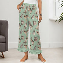 Load image into Gallery viewer, German Shepherd Pajama Pants for Women - Ruffle Hem Design - Watercolor Celebration German Shepherds-Pajamas-Apparel,Dog Mom Gifts,German Shepherd,Pajamas-7