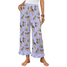 Load image into Gallery viewer, German Shepherd Pajama Pants for Women - Ruffle Hem Design - Watercolor Celebration German Shepherds-Pajamas-Apparel,Dog Mom Gifts,German Shepherd,Pajamas-Lavender-S-14