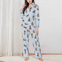 Load image into Gallery viewer, German Shepherd Pajamas for Women - XL Available - German Shepherds Doing Yoga-Pajamas-Apparel,Dog Mom Gifts,German Shepherd,Pajamas-Blue-XS-1