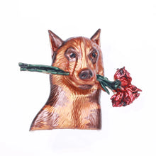 Load image into Gallery viewer, German Shepherd Rose Brooch – Romantic Dog Pin-Brown2338-BR-1