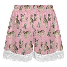 Load image into Gallery viewer, German Shepherd Shorts for Women - Lace Trim Design - Watercolor Celebration German Shepherds-Pajamas-Apparel,Dog Mom Gifts,German Shepherd,Pajamas-13
