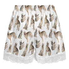 Load image into Gallery viewer, German Shepherd Shorts for Women - Lace Trim Design - Watercolor Celebration German Shepherds-Pajamas-Apparel,Dog Mom Gifts,German Shepherd,Pajamas-22