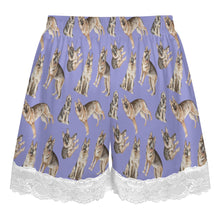 Load image into Gallery viewer, German Shepherd Shorts for Women - Lace Trim Design - Watercolor Celebration German Shepherds-Pajamas-Apparel,Dog Mom Gifts,German Shepherd,Pajamas-6