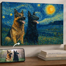 Load image into Gallery viewer, Photo of starry night inspired German Shepherd wall art