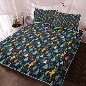 German Shepherd Winter Wonderland Christmas Quilt Blanket Bedding Set-Bedding-Bedding, Blankets, Christmas, German Shepherd, Home Decor-2