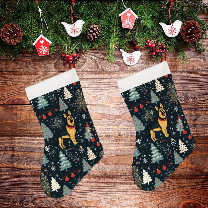 German Shepherd Winter Wonderland Christmas Stocking-Christmas Ornament-Christmas, German Shepherd, Home Decor-26X42CM-White-2