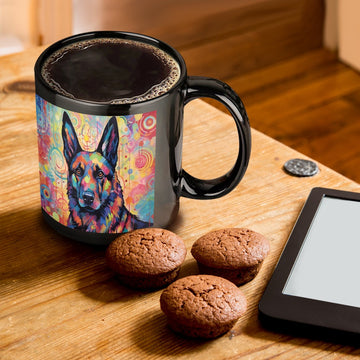 German Shepherd With Abstract Patterns Coffee Mug One Size 360x