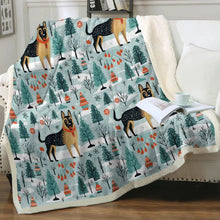 Load image into Gallery viewer, German Shepherd&#39;s Holiday Forest Frolic Christmas Blanket-Blanket-Blankets, Christmas, German Shepherd, Home Decor-10