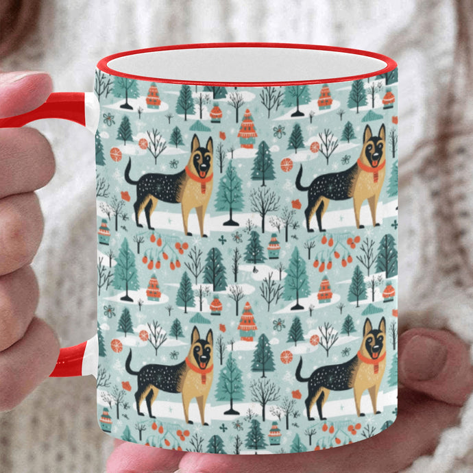 German Shepherd's Holiday Forest Frolic Christmas Coffee Mug-White1-ONE SIZE-1