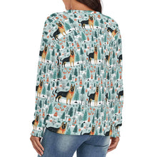 Load image into Gallery viewer, German Shepherd&#39;s Holiday Forest Frolic Women&#39;s V-Neck Christmas Sweater-Apparel-Apparel,Christmas,Dog Mom Gifts,German Shepherd,Sweater,Sweatshirt-2