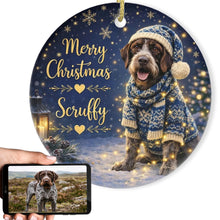 Load image into Gallery viewer, German Wirehaired Pointer Christmas Ornament - Cozy Winter Pet Portrait Design - Personalize with Photo and Name-Christmas Ornament-Christmas,Christmas Ornament,Personalize Artwork-1
