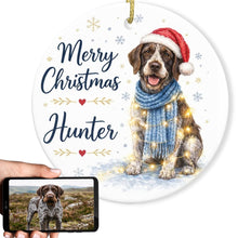 Load image into Gallery viewer, German Wirehaired Pointer Christmas Ornament - Cozy Winter Pet Portrait Design - Personalize with Photo and Name-Christmas Ornament-Christmas,Christmas Ornament,Personalize Artwork-1