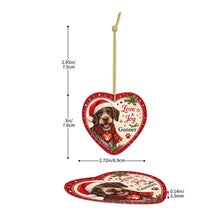 Load image into Gallery viewer, German Wirehaired Pointer Christmas Ornament - Love &amp; Joy Heart Shaped Portrait - Personalize with Photo and Name-Christmas Ornament-Christmas,Christmas Ornament,German Longhaired Pointer,Personalize Artwork-5