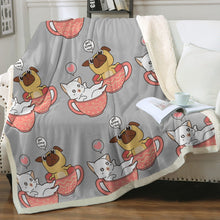 Load image into Gallery viewer, Get Some Rest Pug Love Soft Warm Fleece Blanket - 4 Colors-Blanket-Blankets, Home Decor, Pug-Warm Gray-Small-2