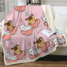 Load image into Gallery viewer, Get Some Rest Pug Love Soft Warm Fleece Blanket - 4 Colors-Blanket-Blankets, Home Decor, Pug-Soft Pink-Small-3