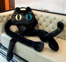 Load image into Gallery viewer, Giant Black Cat Plush Toy - Heterochromia Eyes with Extra Long Alien Legs-9