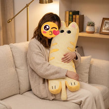 Load image into Gallery viewer, Giant Cat Long Body Pillows - Huggable Gingham Check Tabby Cats-Home Decor-Cats,Home Decor,Papillon,Stuffed Animal-6