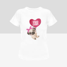 Load image into Gallery viewer, Girl Pug Love Women&#39;s Cotton T-Shirt-Apparel-Apparel, Pug, Shirt, T Shirt-White-Small-1