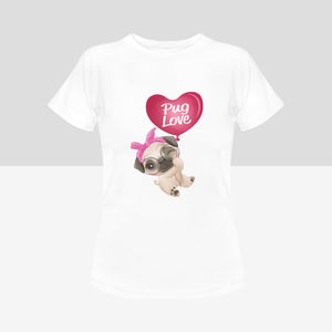 Girl Pug Love Women's Cotton T-Shirt-Apparel-Apparel, Pug, Shirt, T Shirt-White-Small-1