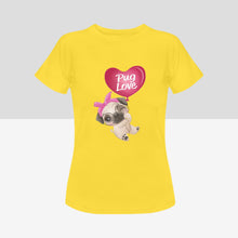 Load image into Gallery viewer, Girl Pug Love Women&#39;s Cotton T-Shirt-Apparel-Apparel, Pug, Shirt, T Shirt-Yellow-Small-2