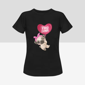 Girl Pug Love Women's Cotton T-Shirt-Apparel-Apparel, Pug, Shirt, T Shirt-Black-Small-3