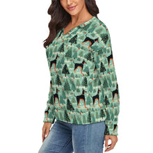 Load image into Gallery viewer, Glades Guardian Doberman Women's V-Neck Christmas Sweater-Apparel-Apparel,Christmas,Doberman,Dog Mom Gifts,Sweater,Sweatshirt-2