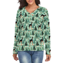 Load image into Gallery viewer, Glades Guardian Doberman Women's V-Neck Christmas Sweater-Apparel-Apparel,Christmas,Doberman,Dog Mom Gifts,Sweater,Sweatshirt-S-White4-1