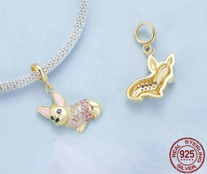 Glittery Corgi Love Silver Charm Pendant-Dog Themed Jewellery-Corgi, Jewellery, Pendant-EFC963-4