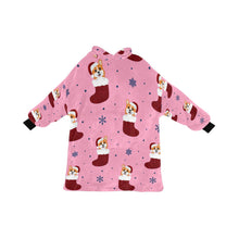 Load image into Gallery viewer, Glittery Red Christmas Stocking Corgis Blanket Hoodie for Women-LightPink-ONE SIZE-4