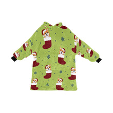 Load image into Gallery viewer, Glittery Red Christmas Stocking Corgis Blanket Hoodie for Women-YellowGreen-ONE SIZE-1