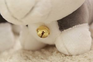 image of the bell in the husky stuffed animal plush toy