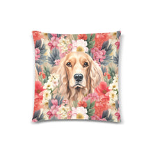 Load image into Gallery viewer, Golden Cocker Spaniel in Bloom Throw Pillow Cover-White-ONESIZE-2