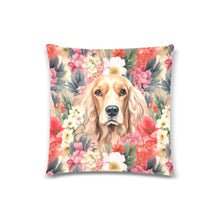 Load image into Gallery viewer, Golden Cocker Spaniel in Bloom Throw Pillow Cover-White-ONESIZE-1