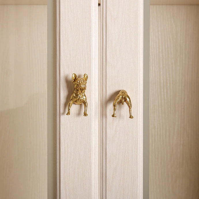 Golden French Bulldog Brass Drawer Pulls or Cabinet Handle Knobs-16